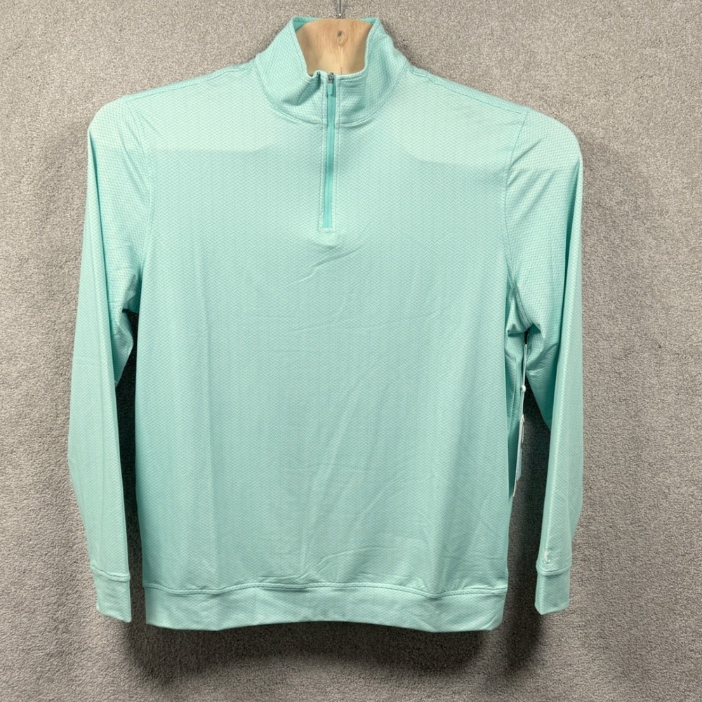Kenneth Cole Golf Pullover Men Small Green NEW 1/4 Zip Chevron New